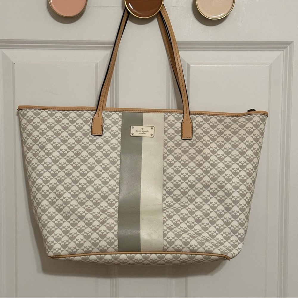 Kate Spade Quilted Tote in Cream and Gray